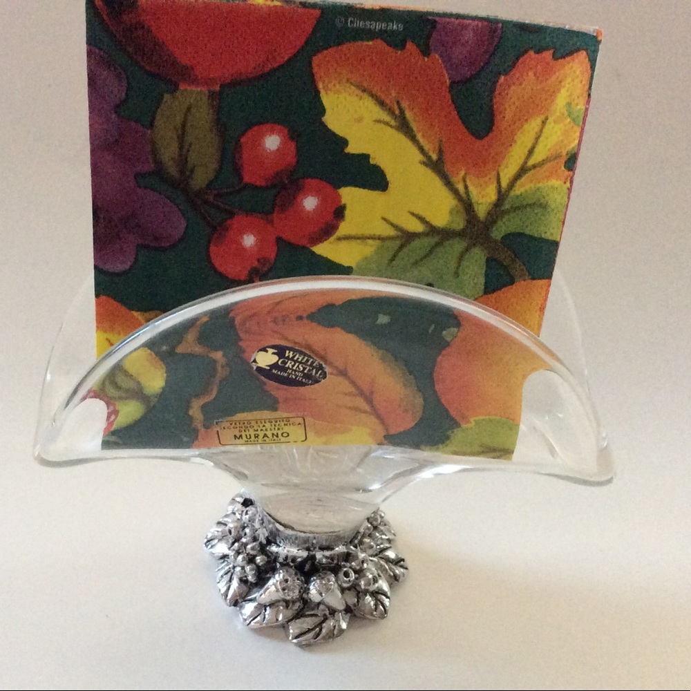 Murano glass napkin holder Fine Italian glass Cristal glass and decorative base